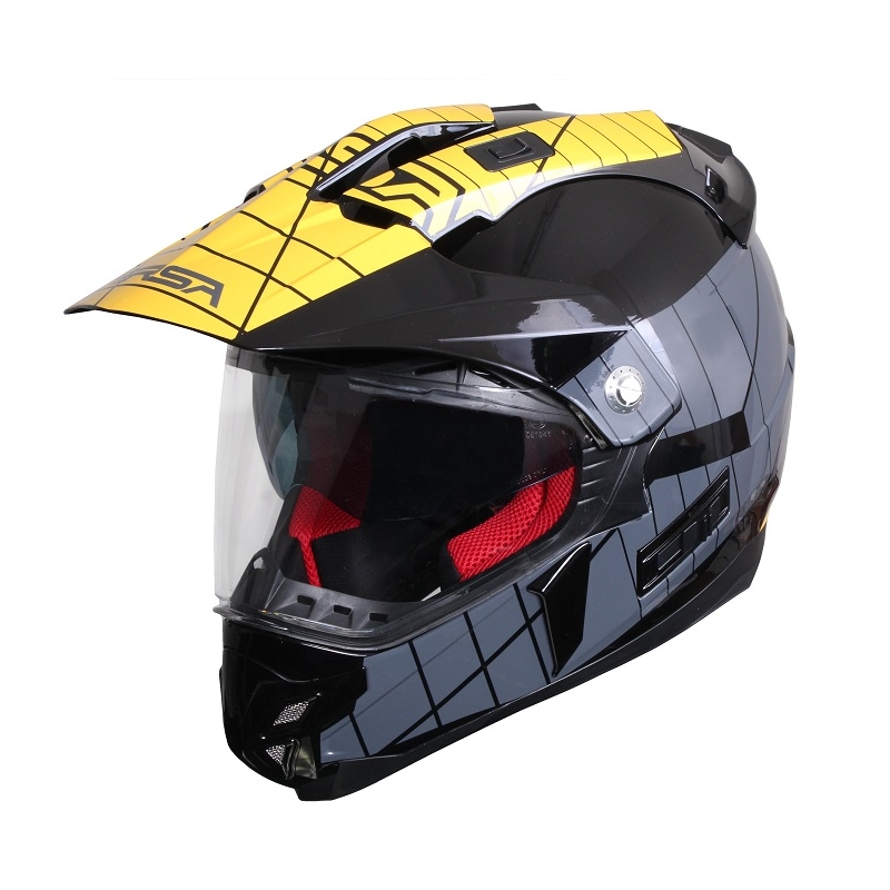 Cască de enduro cu vizieră RSA MX-01 negru/gri/galben lichidare