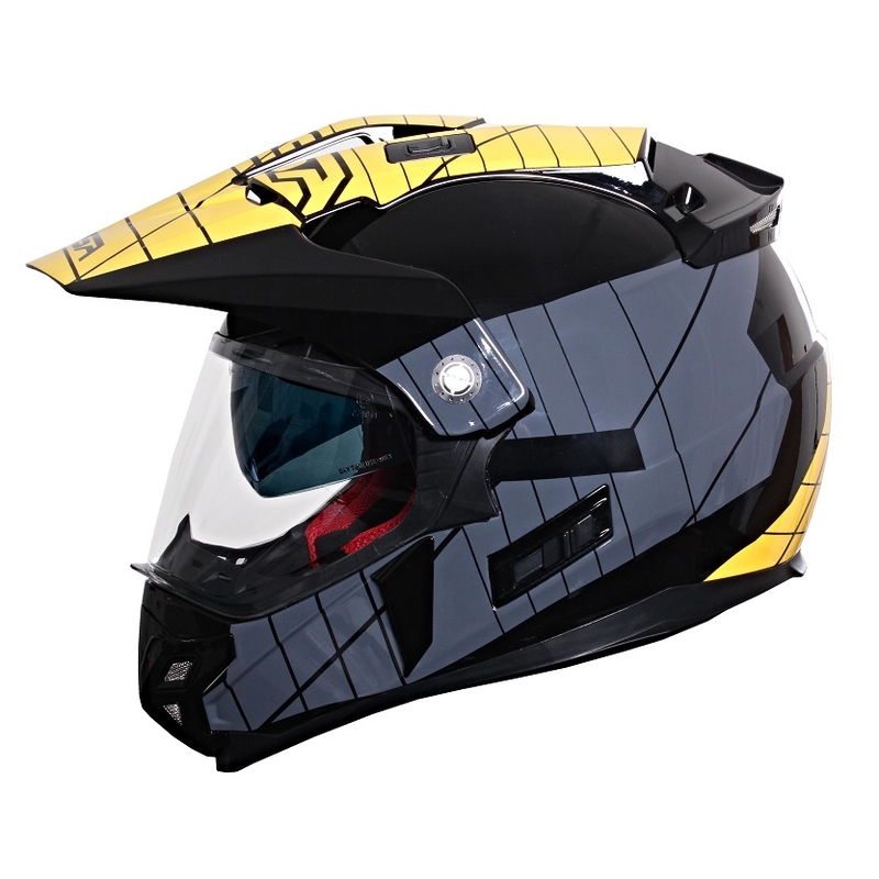 Cască de enduro cu vizieră RSA MX-01 negru/gri/galben lichidare