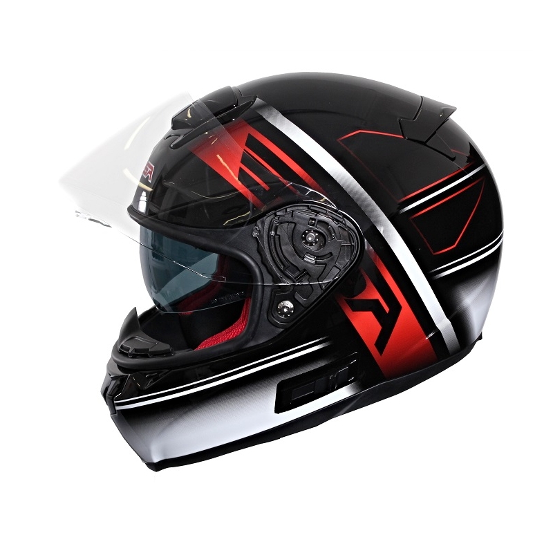 Cască de motocicletă RSA SR-01 negru-roșu-alb lichidare