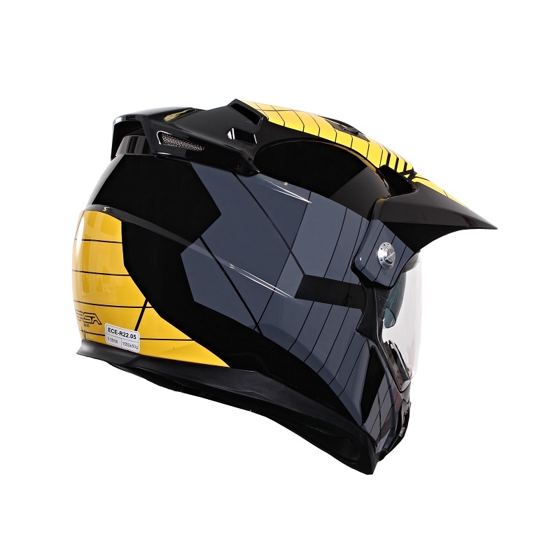 Cască de enduro cu vizieră RSA MX-01 negru/gri/galben lichidare