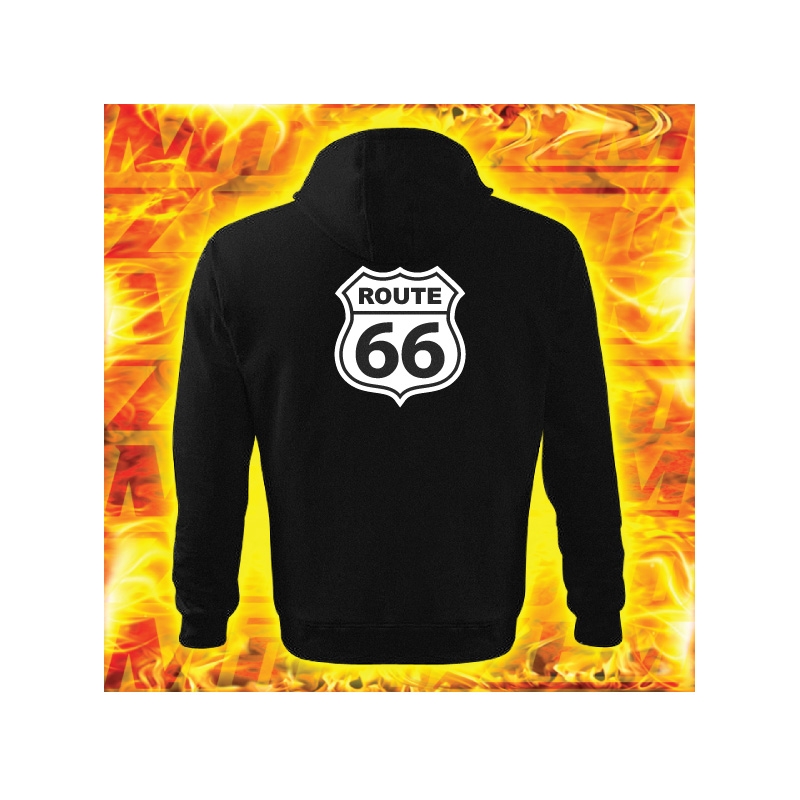Hanorac cu motiv Route 66 cu glugă