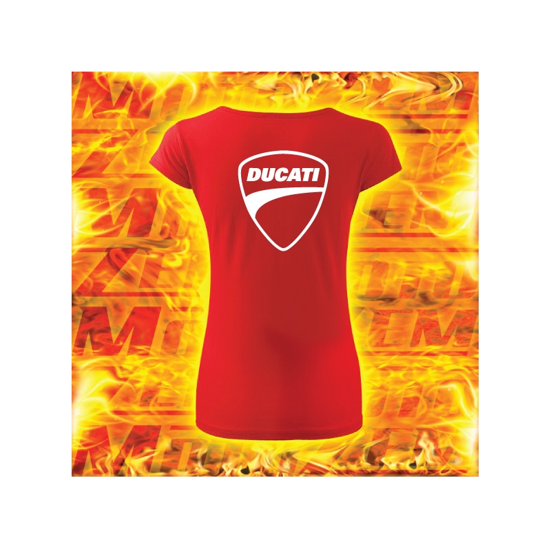 Tricou pentru doamne cu motiv Ducati  roșu lichidare