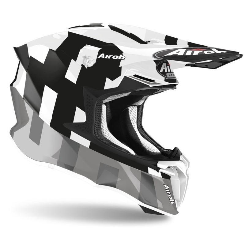 Motocross casca Airoh Twist 2.0 Frame alb-negru lichidare