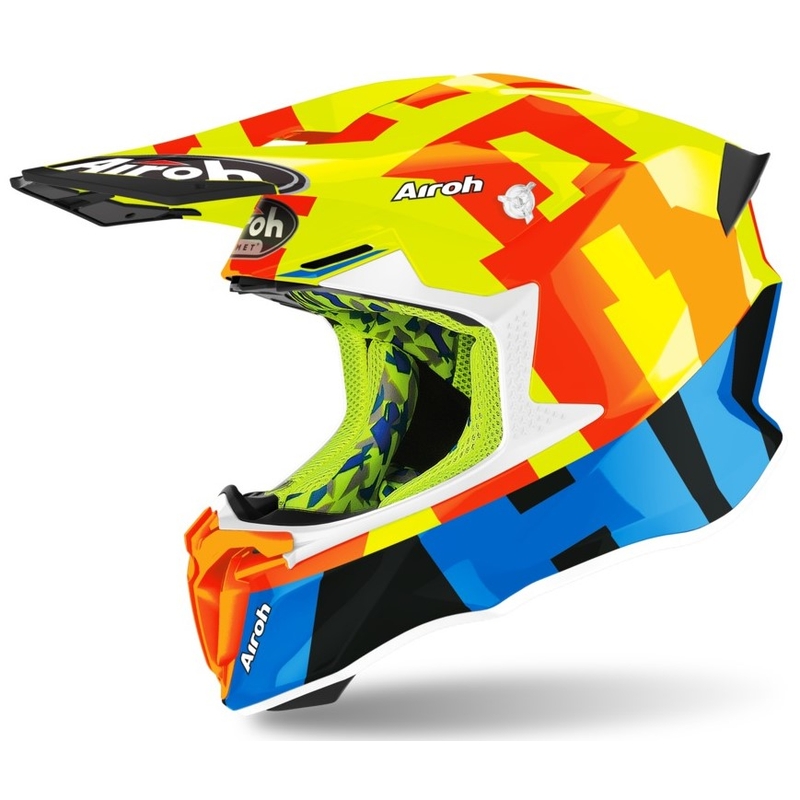 Cască de motocros Airoh Twist 2.0 Frame roșu-albastru-galben-fluo