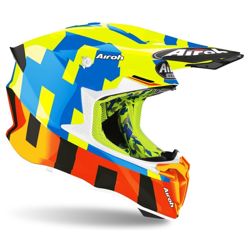 Cască de motocros Airoh Twist 2.0 Frame roșu-albastru-galben-fluo