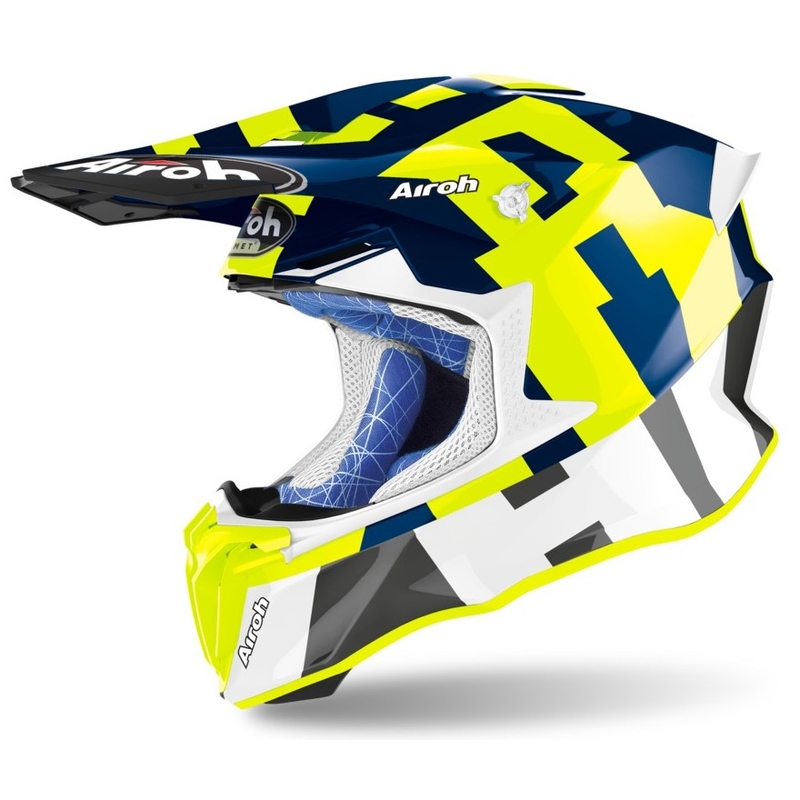 Cască de motocros Airoh Twist 2.0 Frame albastru-alb-alb-albastru-fluo galben