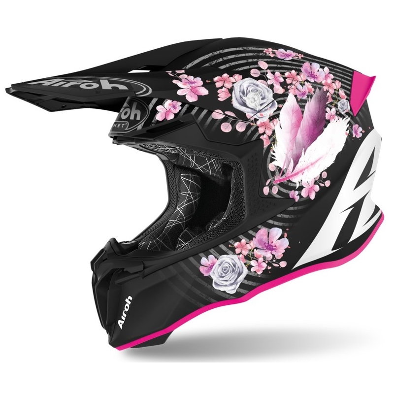 Cască de motocros Airoh Twist Mad negru și roz