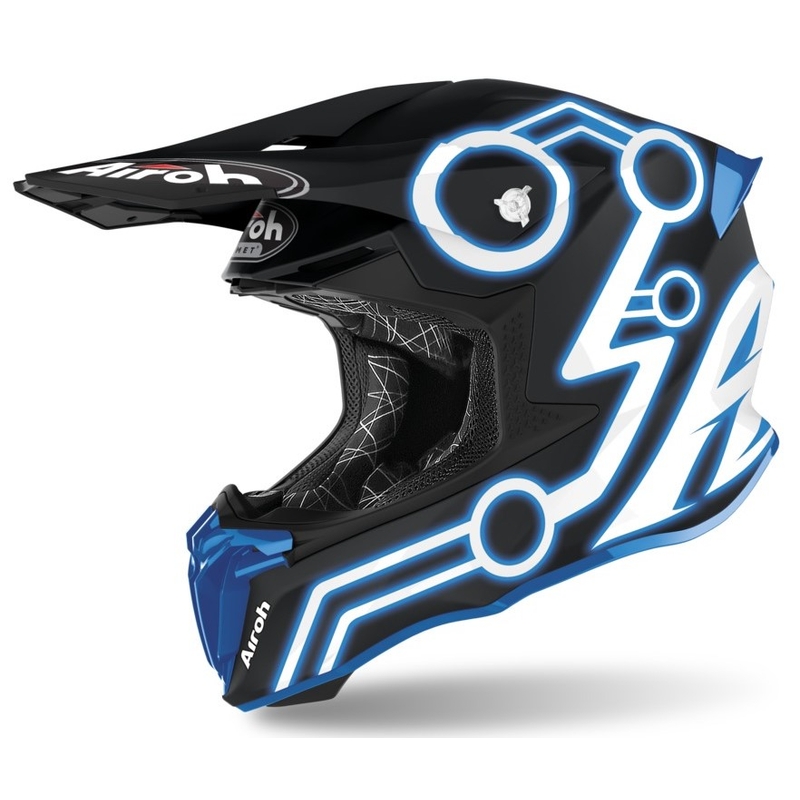 Cască de motocros Airoh Twist Neon negru-albastru