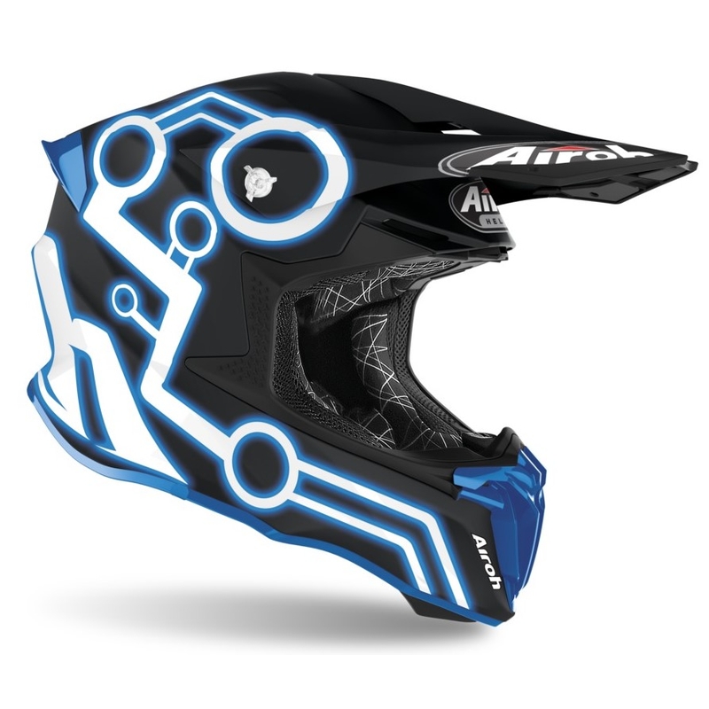 Cască de motocros Airoh Twist Neon negru-albastru