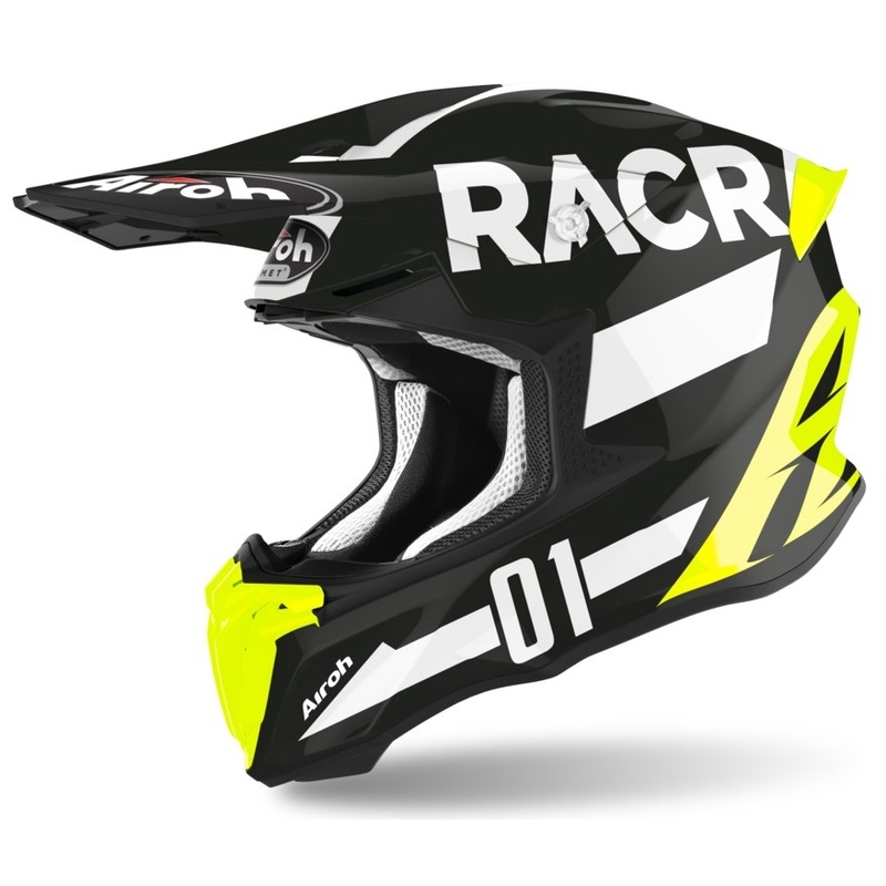 Casca de motocross Airoh Twist Racr negru-alb-alb-fluo galben lichidare