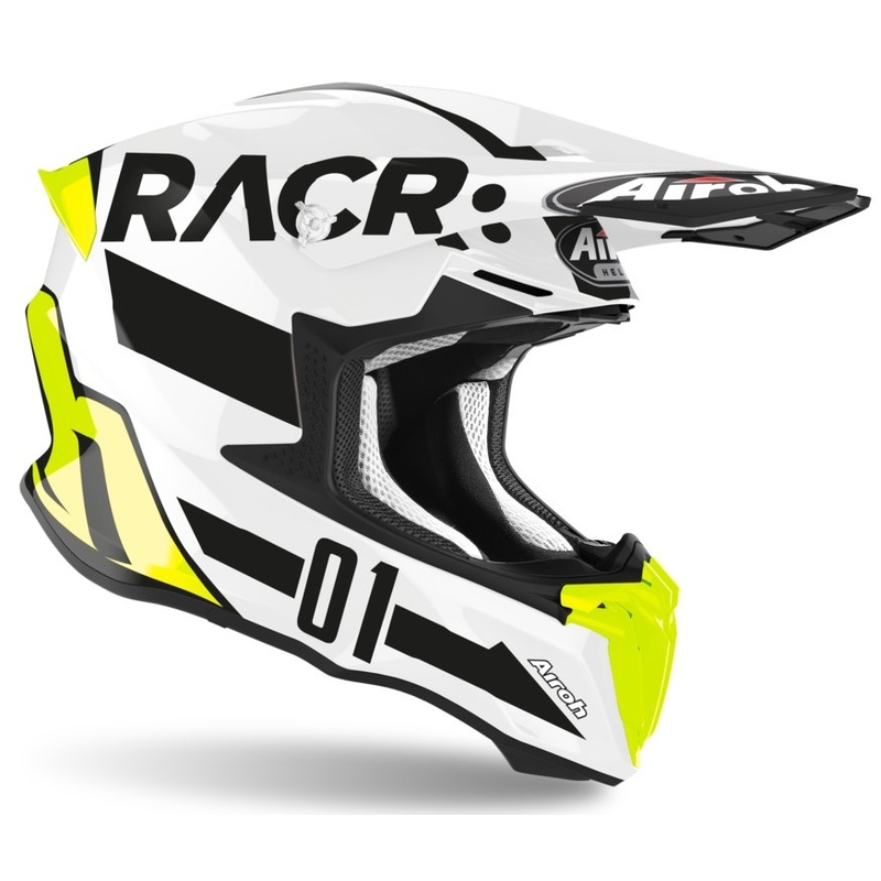 Casca de motocross Airoh Twist Racr negru-alb-alb-fluo galben lichidare