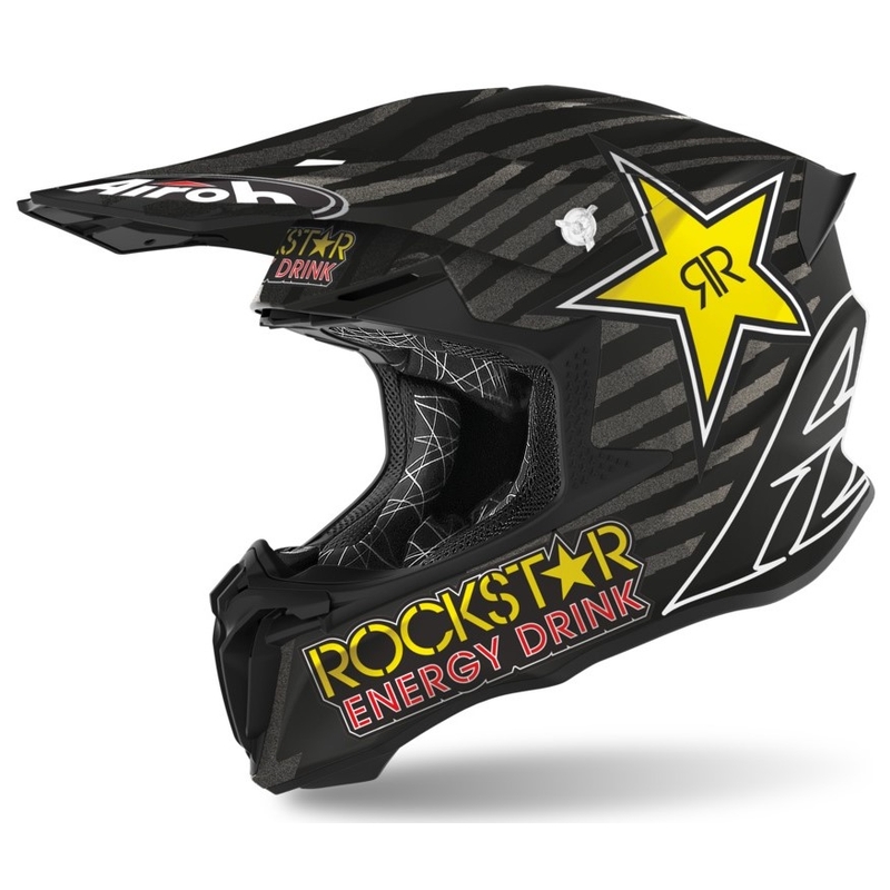 Casca de motocross Airoh Twist Rockstar 2021 negru-alb-galben lichidare