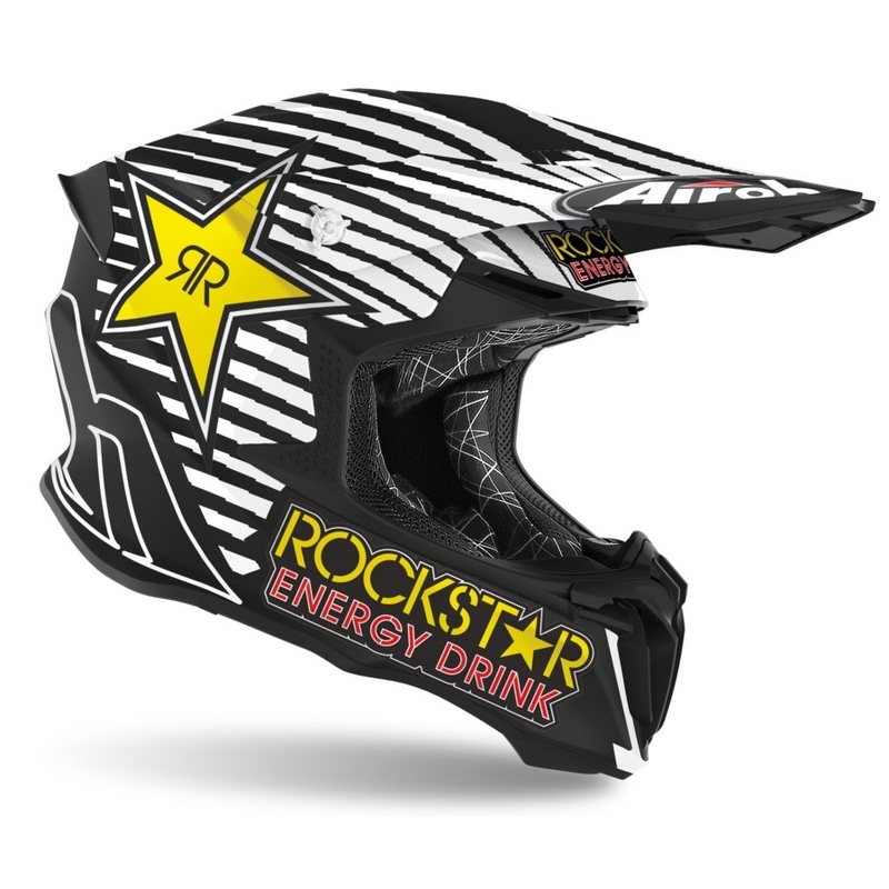 Casca de motocross Airoh Twist Rockstar 2021 negru-alb-galben lichidare