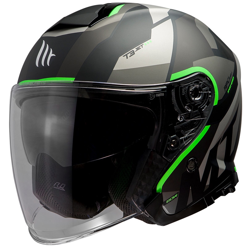 Cască de motocicletă deschisă MT Thunder 3 SV Bow negru-gri-fluo verde lichidare