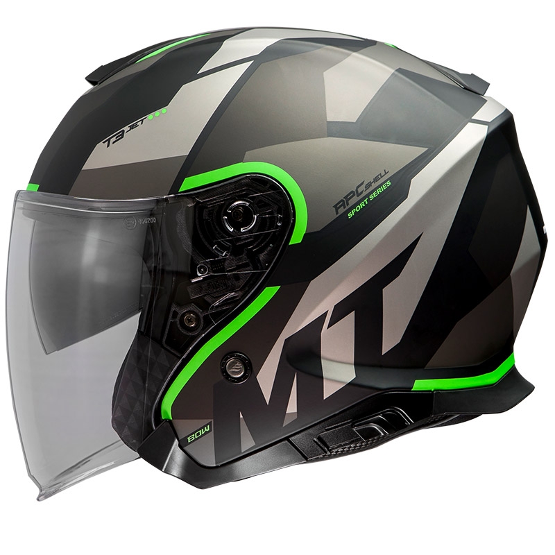 Cască de motocicletă deschisă MT Thunder 3 SV Bow negru-gri-fluo verde lichidare