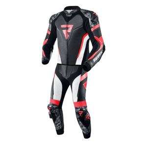 Salopetă de motocicletă Rebelhorn Rebel Black-White-Fluo Red lichidare