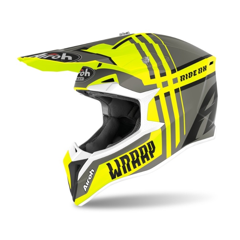 Cască de motocros Airoh Wraap Broken galben-gri
