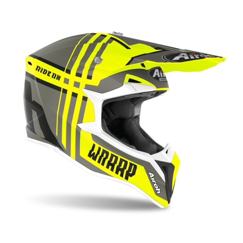 Cască de motocros Airoh Wraap Broken galben-gri