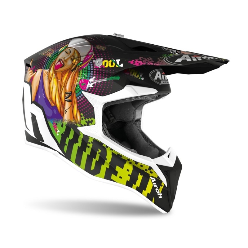 Cască de motocros Airoh Wraap Pin Up negru-verde-roz
