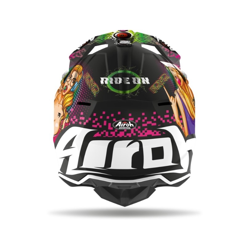 Cască de motocros Airoh Wraap Pin Up negru-verde-roz