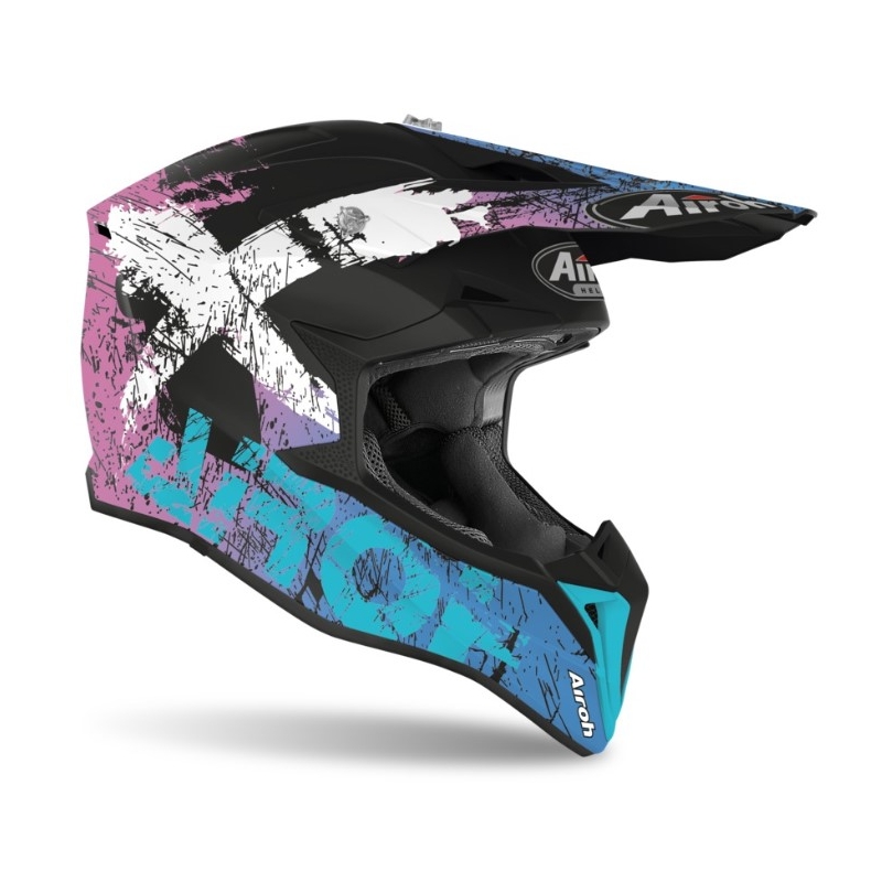 Cască de motocros Airoh Wraap Smile albastru-violet