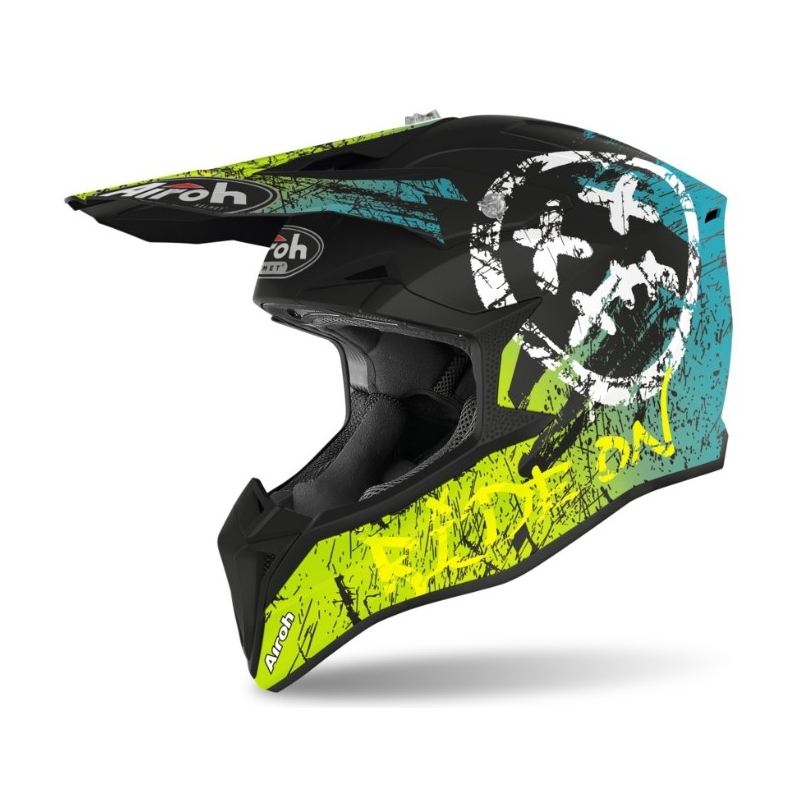 Casca de motocross Airoh Wraap Smile galben-negru lichidare