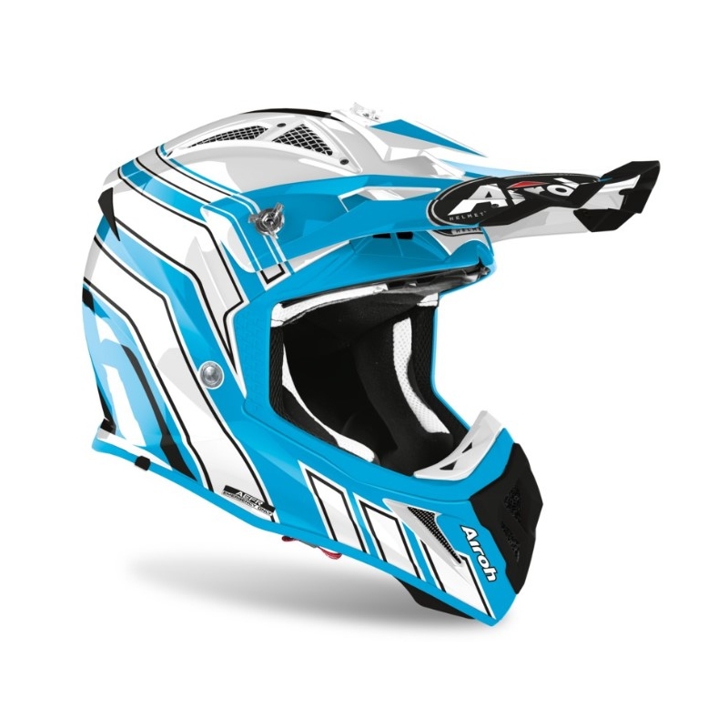 Cască de motocros Airoh Aviator Ace Art albastru și alb 2021