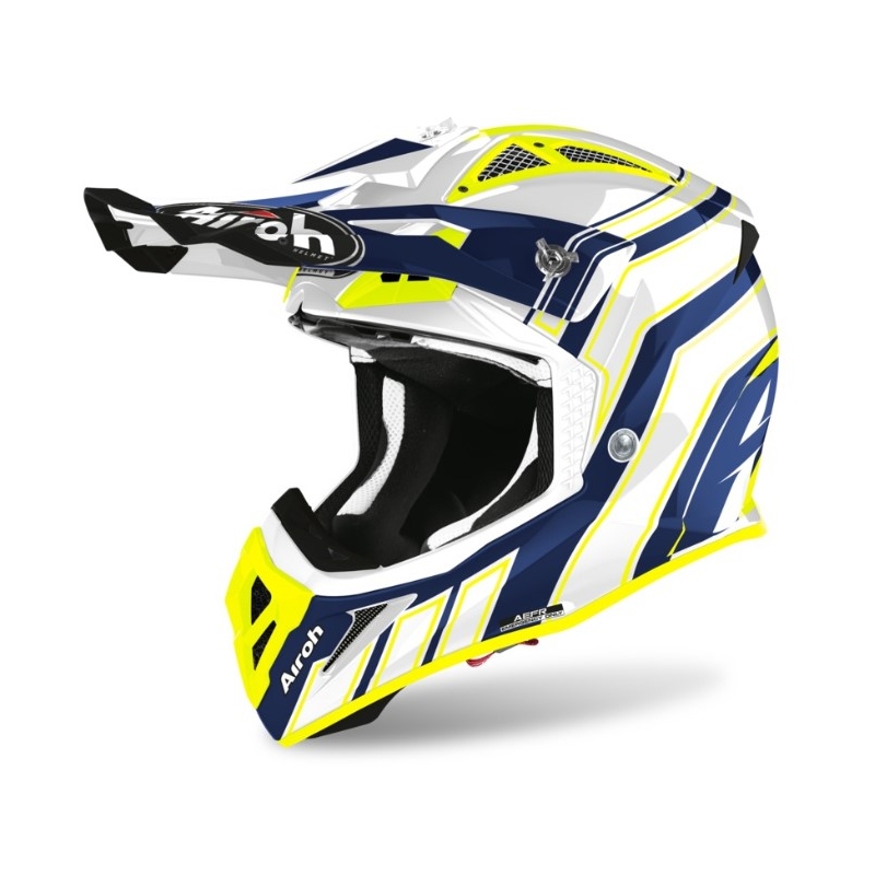 Cască de motocros Airoh Aviator Ace Art albastru-alb-alb-albastru-galben-fluo 2021