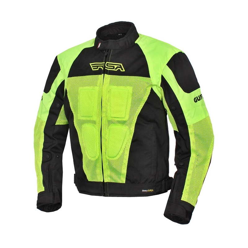 Geacă de motocicletă RSA Guff negru-galben-fluo lichidare
