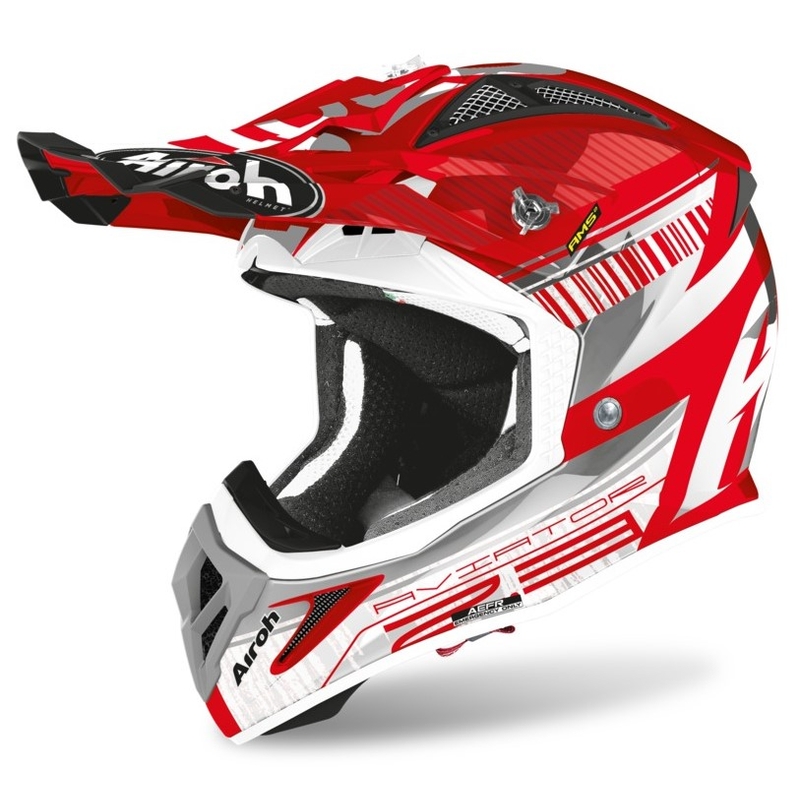 Cască de motocros Airoh Aviator Novak 2.3 AMSS roșu-gri