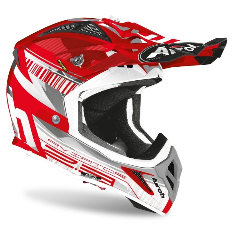 Cască de motocros Airoh Aviator Novak 2.3 AMSS roșu-gri