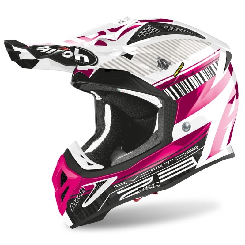 Cască de motocros Airoh Aviator Novak 2.3 AMSS roz-negru