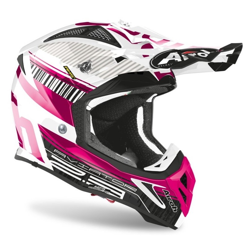 Cască de motocros Airoh Aviator Novak 2.3 AMSS roz-negru