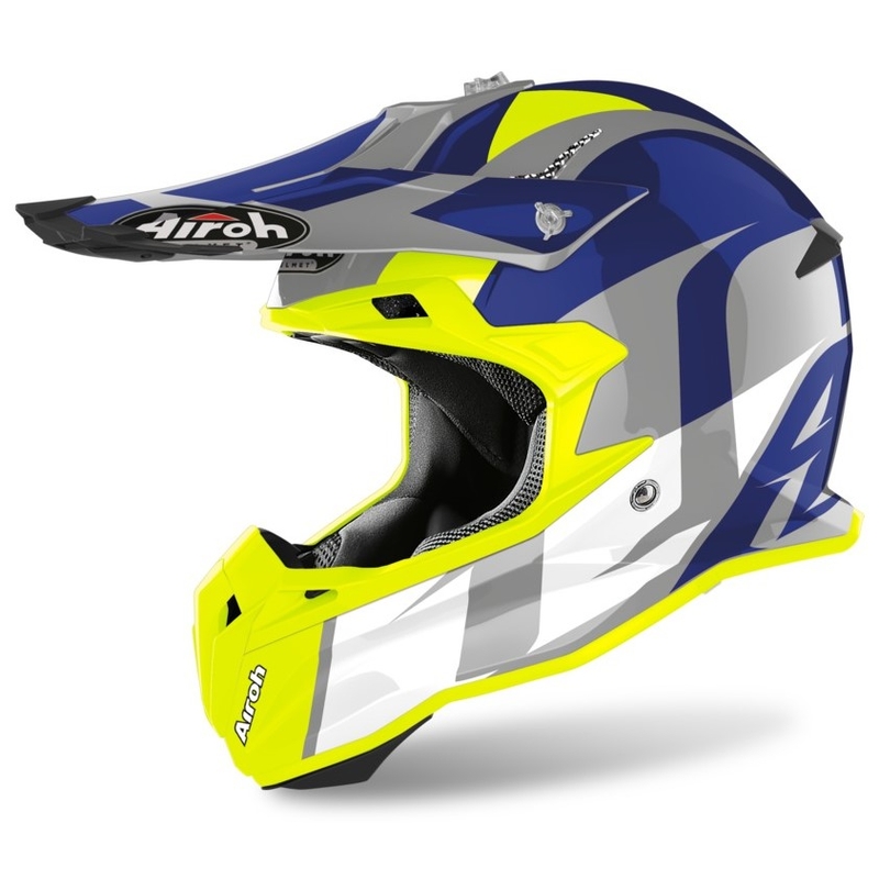 Cască de motocros Airoh Terminator Shoot albastru-fluo galben