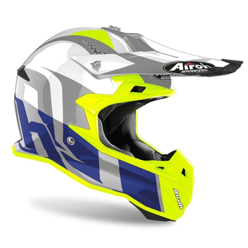 Cască de motocros Airoh Terminator Shoot albastru-fluo galben