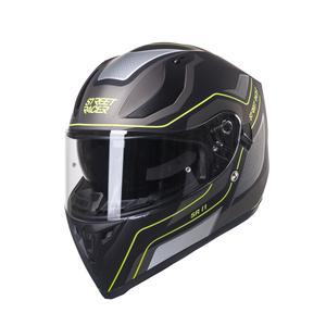 Cască moto integrală Street Racer SR I1 negru-gri-galben fluorescent - calitate II