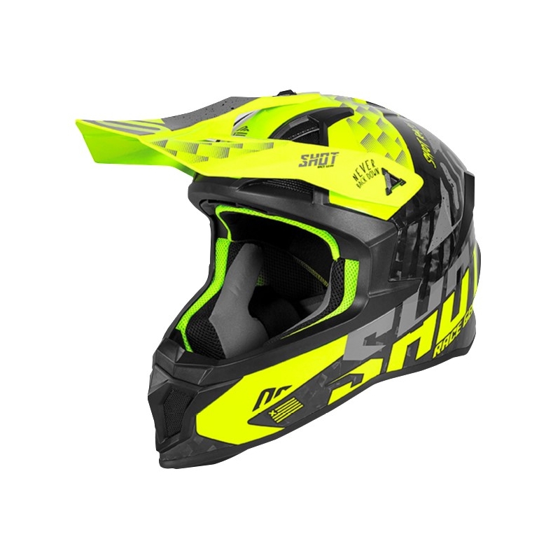 Cască de motocross Shot Lite Rush Carbon negru-gri-fluo galben
