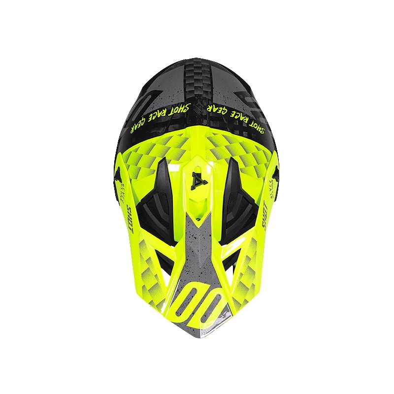 Cască de motocross Shot Lite Rush Carbon negru-gri-fluo galben
