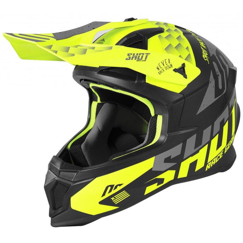 Cască de motocros Shot Lite Rush negru-gri-fluo-galben