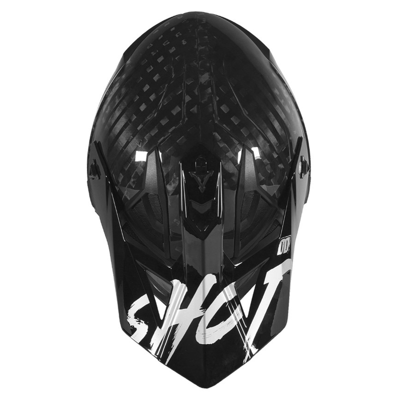 Motocross Casca Shot Lite Uni Solid Carbon negru-argintiu lichidare