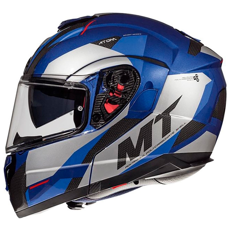 Cască de motocicletă MT Atom SV TRANSCEND E7 albastru lichidare