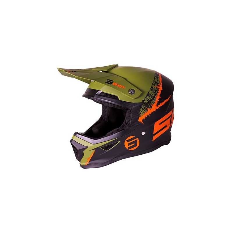Casca de motocross Shot Furious Storm negru-verde-portocaliu lichidare
