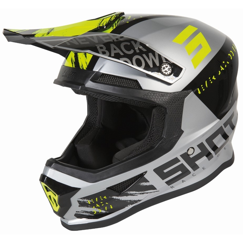 Cască de motocros Shot Furious Draw negru-gri-fluo galben