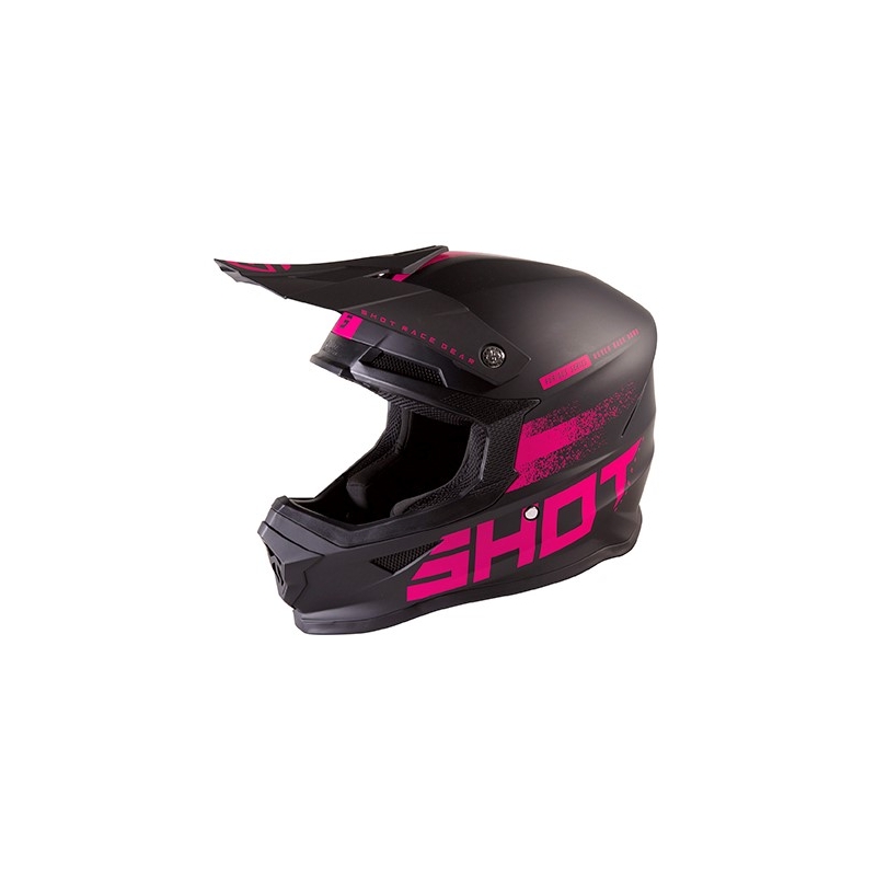 Cască de motocros Shot Furious Raw negru-fucsia