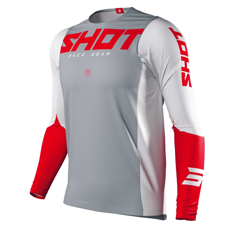 Motocross Jersey Shot Aerolite Aerolite Airflow gri-alb-roșu výprodej lichidare
