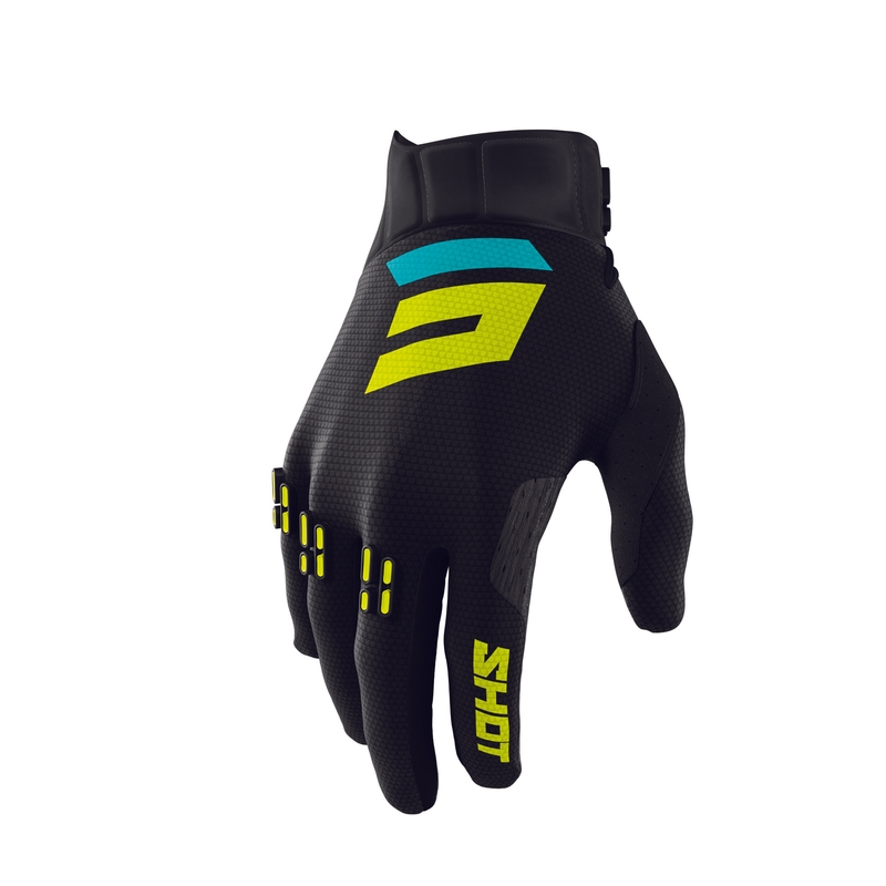 Mănuși de motocros Shot Aerolite Airflow negru-galben-verde