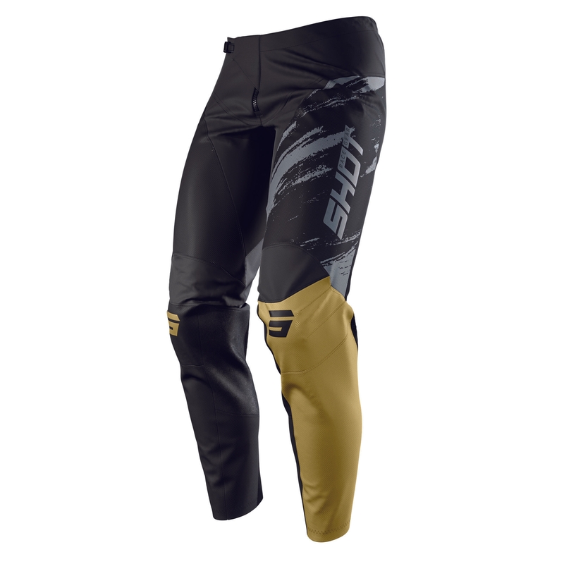 Motocross pantaloni Shot Contact trage negru-aur