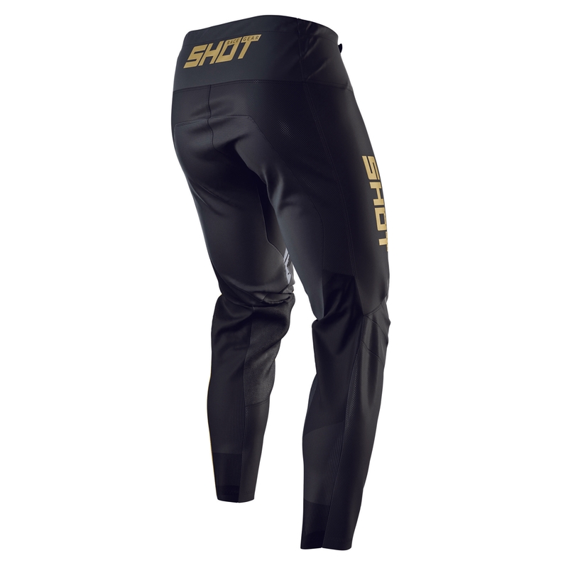 Motocross pantaloni Shot Contact trage negru-aur