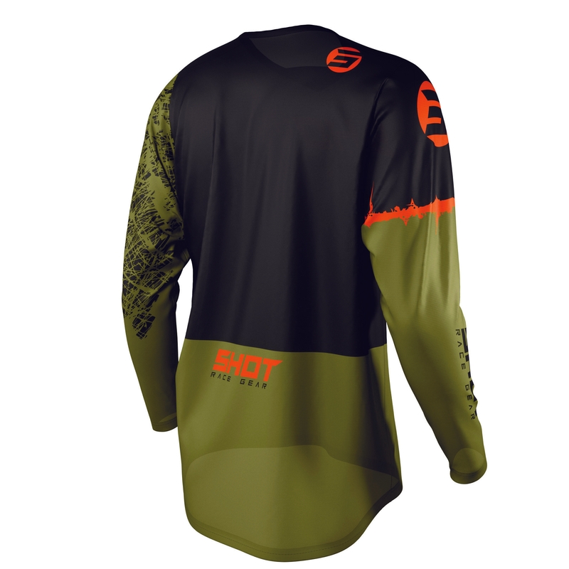 Tricoul de motocros Shot Devo Storm negru-caki verde