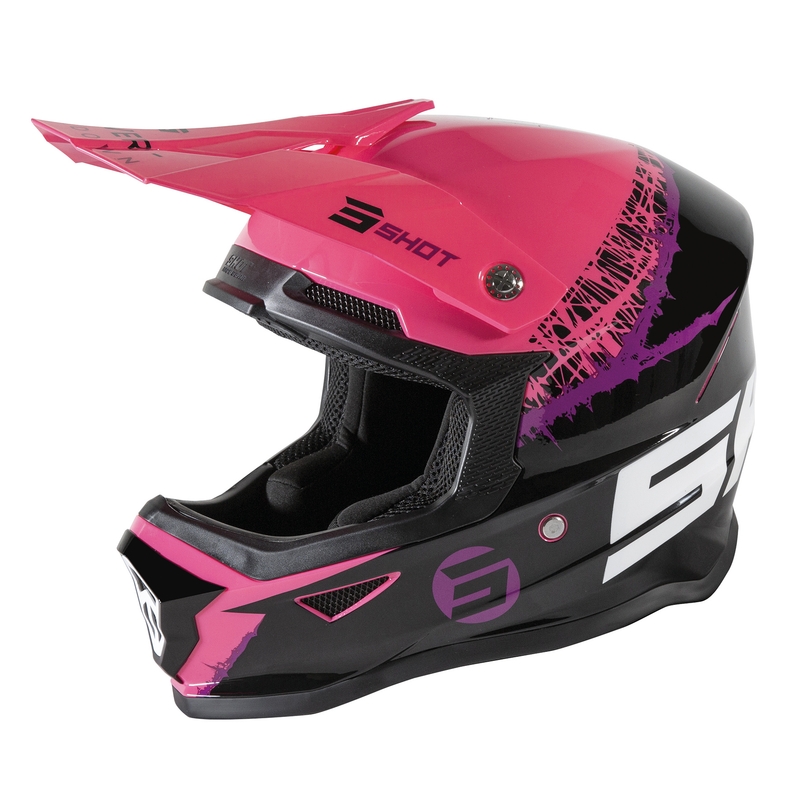 Copii Motocross Casca Shot Furious Storm negru-roz-violet lichidare